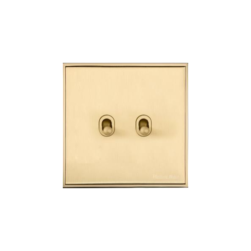Executive Range Satin Brass with Polished Brass Switches & Sockets, EX14 - 2 Gang Stockholm Toggle by Heritage Brass By M-Marcus