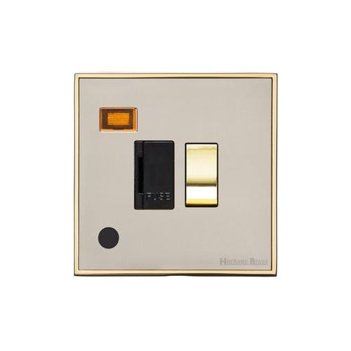Executive Range Satin Nickel with Polished Brass Switches & Sockets, EX15 - Switched Spur with Neon + Cord (13 Amp) by Heritage Brass By M-Marcus