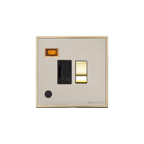 Executive Range Satin Nickel with Polished Brass Switches & Sockets, EX15 - Switched Spur with Neon + Cord (13 Amp) by Heritage Brass By M-Marcus