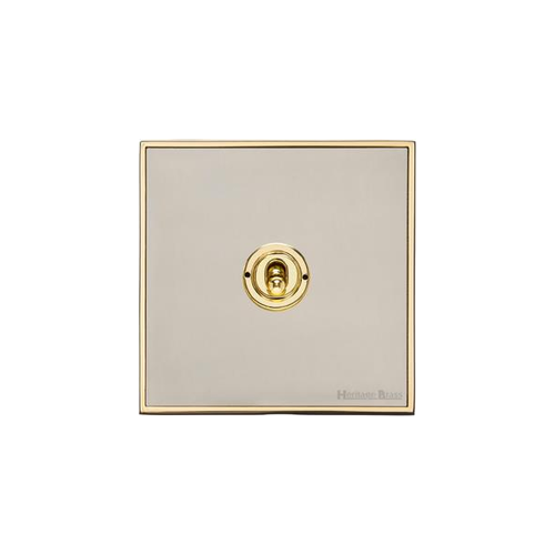 Executive Range Satin Nickel with Polished Brass Switches & Sockets, EX15 - 1 Gang Intermediate Toggle Switch by Heritage Brass By M-Marcus