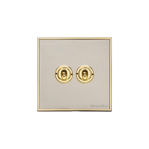 Executive Range Satin Nickel with Polished Brass Switches & Sockets, EX15 - 2 Gang Toggle Switch by Heritage Brass By M-Marcus
