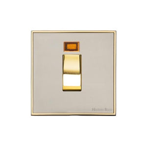 Executive Range Satin Nickel with Polished Brass Switches & Sockets, EX15 - 45A DP Cooker Switch with Neon (single plate) by Heritage Brass By M-Marcus