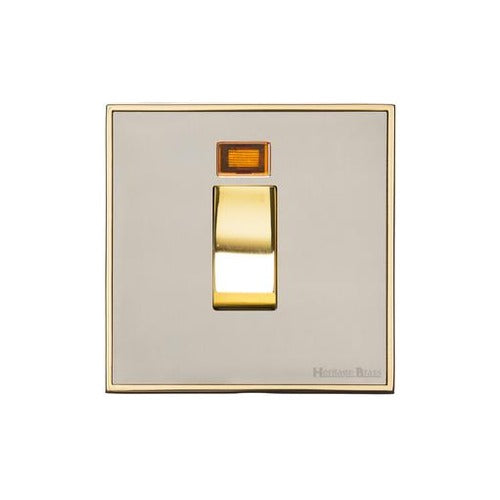 Executive Range Satin Nickel with Polished Brass Switches & Sockets, EX15 - 45A DP Cooker Switch with Neon (single plate) by Heritage Brass By M-Marcus