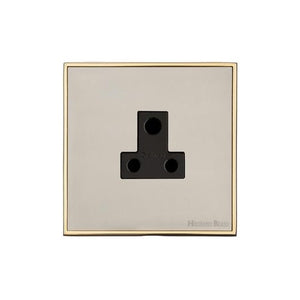 Executive Range Satin Nickel with Polished Brass Switches & Sockets, EX15 - 5 Amp 3 Round Pin Socket by Heritage Brass By M-Marcus