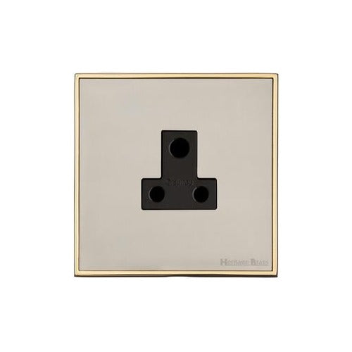 Executive Range Satin Nickel with Polished Brass Switches & Sockets, EX15 - 5 Amp 3 Round Pin Socket by Heritage Brass By M-Marcus