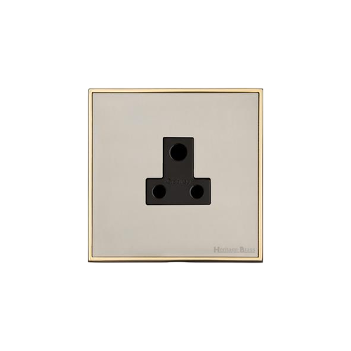 Executive Range Satin Nickel with Polished Brass Switches & Sockets, EX15 - 5 Amp 3 Round Pin Socket by Heritage Brass By M-Marcus