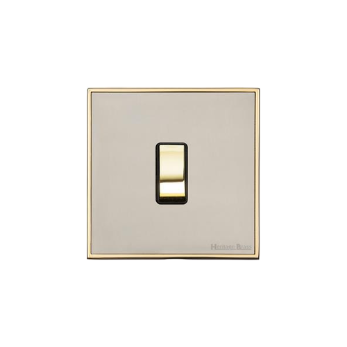 Executive Range Satin Nickel with Polished Brass Switches & Sockets, EX15 - 1 Gang Intermediate Rocker Switch by Heritage Brass By M-Marcus