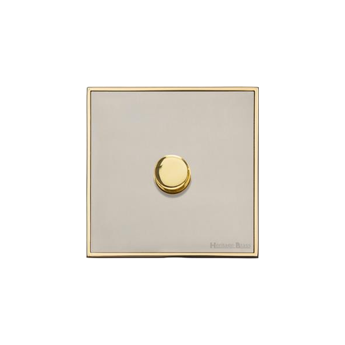 Executive Range Satin Nickel with Polished Brass Switches & Sockets, EX15 - 1 Gang TED Dimmer (Compatible with LED Lamps) by Heritage Brass By M-Marcus