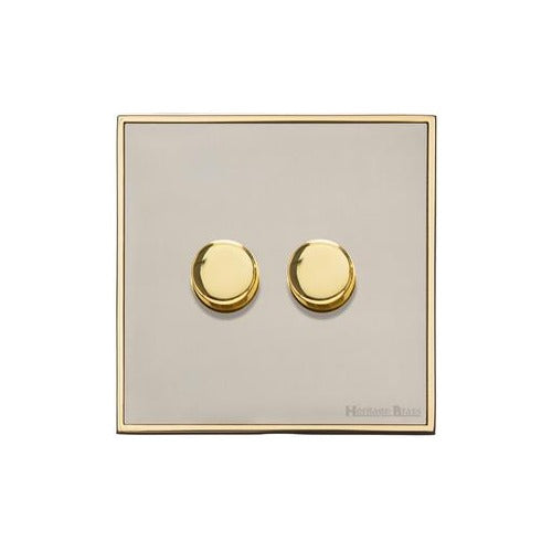 Executive Range Satin Nickel with Polished Brass Switches & Sockets, EX15 - 2G Multi Location Secondary Dimmer by Heritage Brass By M-Marcus
