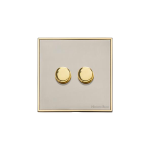 Executive Range Satin Nickel with Polished Brass Switches & Sockets, EX15 - 2 Gang Dimmer 400 watts (Compatible with halogen/ incandescent bulbs) by Heritage Brass By M-Marcus