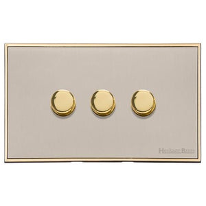 Executive Range Satin Nickel with Polished Brass Switches & Sockets, EX15 - 3G Multi Location Primary Dimmer by Heritage Brass By M-Marcus