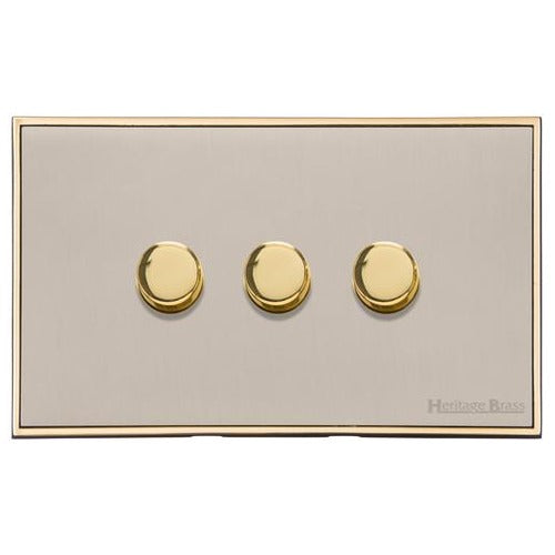 Executive Range Satin Nickel with Polished Brass Switches & Sockets, EX15 - 3G Multi Location Primary Dimmer by Heritage Brass By M-Marcus