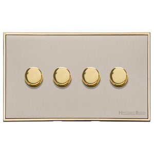 Executive Range Satin Nickel with Polished Brass Switches & Sockets, EX15 - 4G Multi Location Secondary Dimmer by Heritage Brass By M-Marcus