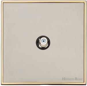 Heritage Brass Electrical, Executive Range - Satin Nickel - 1 Gang Satellite Socket, 1 Gang Satellite Socket, 1 Gang Satellite Socket