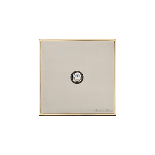 Executive Range Satin Nickel with Polished Brass Switches & Sockets, EX15 - 1 Gang Satellite Socket by Heritage Brass By M-Marcus