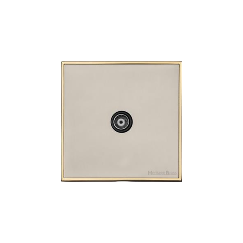 Executive Range Satin Nickel with Polished Brass Switches & Sockets, EX15 - 1 Gang Non-Isolated TV Coaxial Socket by Heritage Brass By M-Marcus