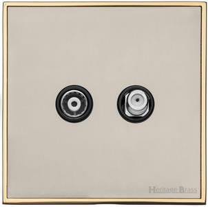 Heritage Brass Electrical, Executive Range - Satin Nickel - TV/Satellite Socket, TV/Satellite Socket, TV/Satellite Socket