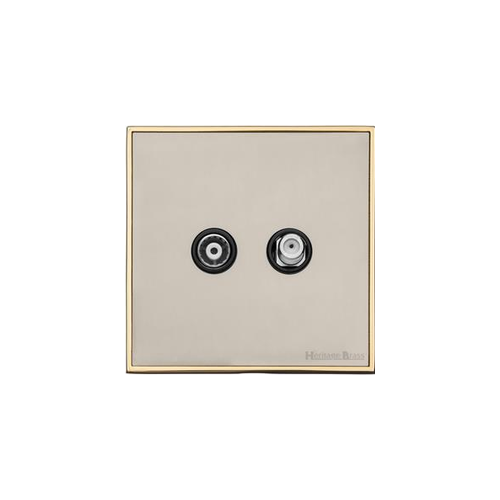 Executive Range Satin Nickel with Polished Brass Switches & Sockets, EX15 - TV/Satellite Socket by Heritage Brass By M-Marcus