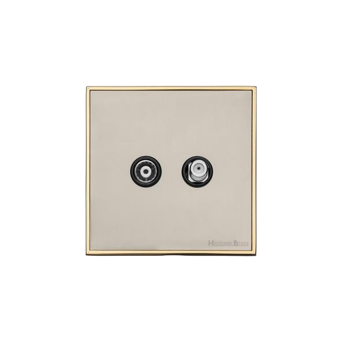 Executive Range Satin Nickel with Polished Brass Switches & Sockets, EX15 - TV/Satellite Socket by Heritage Brass By M-Marcus