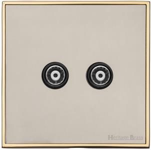 Heritage Brass Electrical, Executive Range - Satin Nickel - TV/FM Diplexed Socket, TV/FM Diplexed Socket, TV/FM Diplexed Socket