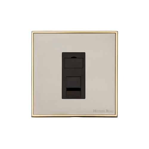 Executive Range Satin Nickel with Polished Brass Switches & Sockets, EX15 - 1 Gang CAT6 by Heritage Brass By M-Marcus