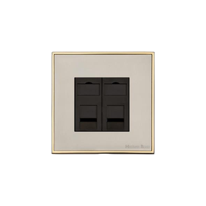 Executive Range Satin Nickel with Polished Brass Switches & Sockets, EX15 - 2 Gang Master Line Socket by Heritage Brass By M-Marcus
