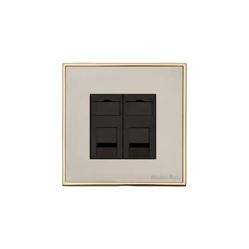 Executive Range Satin Nickel with Polished Brass Switches & Sockets, EX15 - 2 Gang RJ45 by Heritage Brass By M-Marcus