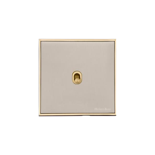 Executive Range Satin Nickel with Polished Brass Switches & Sockets, EX15 - 1 Gang Stockholm Toggle by Heritage Brass By M-Marcus