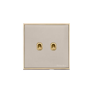 Executive Range Satin Nickel with Polished Brass Switches & Sockets, EX15 - 2 Gang Stockholm Toggle by Heritage Brass By M-Marcus