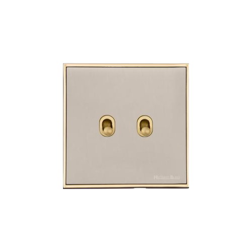 Executive Range Satin Nickel with Polished Brass Switches & Sockets, EX15 - 2 Gang Stockholm Toggle by Heritage Brass By M-Marcus