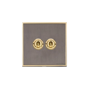 Executive Range Satin Black Nickel with Polished Brass Switches & Sockets, EX16 - 2 Gang Toggle Switch by Heritage Brass By M-Marcus