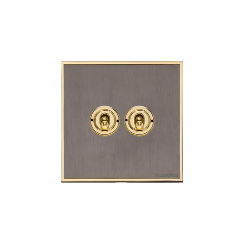 Executive Range Satin Black Nickel with Polished Brass Switches & Sockets, EX16 - 2 Gang Toggle Switch by Heritage Brass By M-Marcus