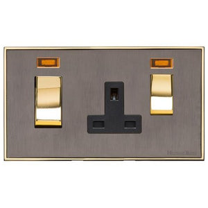 Executive Range Satin Black Nickel with Polished Brass Switches & Sockets, EX16 - 45A Cooker Unit + 13A Socket by Heritage Brass By M-Marcus