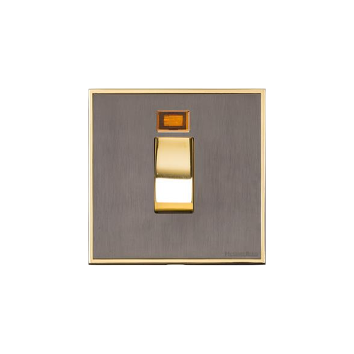 Executive Range Satin Black Nickel with Polished Brass Switches & Sockets, EX16 - 45A DP Cooker Switch with Neon (single plate) by Heritage Brass By M-Marcus