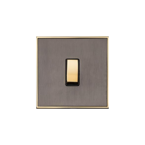 Executive Range Satin Black Nickel with Polished Brass Switches & Sockets, EX16 - 1 Gang Rocker Switch by Heritage Brass By M-Marcus