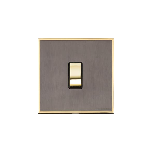 Executive Range Satin Black Nickel with Polished Brass Switches & Sockets, EX16 - 1 Gang Intermediate Rocker Switch by Heritage Brass By M-Marcus