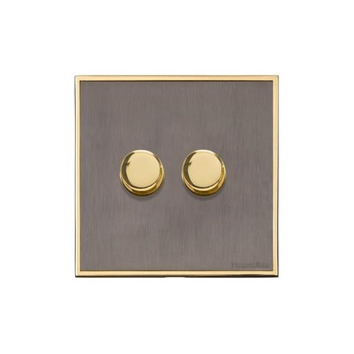 Executive Range Satin Black Nickel with Polished Brass Switches & Sockets, EX16 - 2G Multi Location Primary Dimmer by Heritage Brass By M-Marcus
