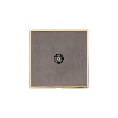 Executive Range Satin Black Nickel with Polished Brass Switches & Sockets, EX16 - 1 Gang Non-Isolated TV Coaxial Socket by Heritage Brass By M-Marcus