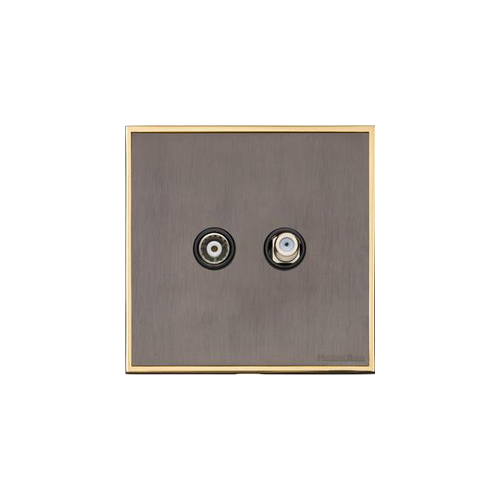 Executive Range Satin Black Nickel with Polished Brass Switches & Sockets, EX16 - TV/Satellite Socket by Heritage Brass By M-Marcus