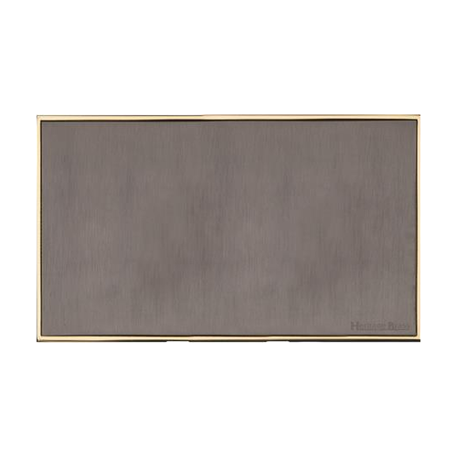 Executive Range Satin Black Nickel with Polished Brass Switches & Sockets, EX16 - Double Blank Plate by Heritage Brass By M-Marcus