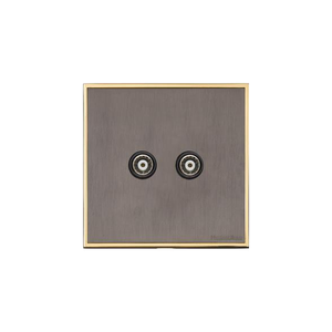 Executive Range Satin Black Nickel with Polished Brass Switches & Sockets, EX16 - 2 Gang TV Coaxial Socket by Heritage Brass By M-Marcus