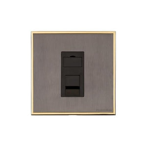 Executive Range Satin Black Nickel with Polished Brass Switches & Sockets, EX16 - 1 Gang CAT6 by Heritage Brass By M-Marcus