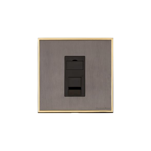 Executive Range Satin Black Nickel with Polished Brass Switches & Sockets, EX16 - 1 Gang RJ45 by Heritage Brass By M-Marcus