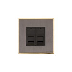 Executive Range Satin Black Nickel with Polished Brass Switches & Sockets, EX16 - 2 Gang Master Line Socket by Heritage Brass By M-Marcus