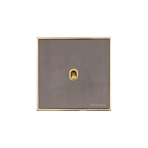 Executive Range Satin Black Nickel with Polished Brass Switches & Sockets, EX16 - 1 Gang Stockholm Toggle by Heritage Brass By M-Marcus