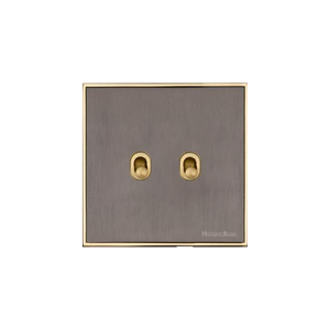 Executive Range Satin Black Nickel with Polished Brass Switches & Sockets, EX16 - 2 Gang Stockholm Toggle by Heritage Brass By M-Marcus