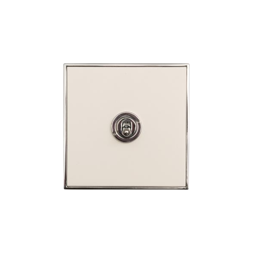 Executive Range Matt White with Polished Chrome Switches & Sockets, EX20 - 1 Gang Toggle Switch by Heritage Brass By M-Marcus