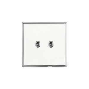 Executive Range Matt White with Polished Chrome Switches & Sockets, EX20 - 2 Gang Stockholm Toggle by Heritage Brass By M-Marcus