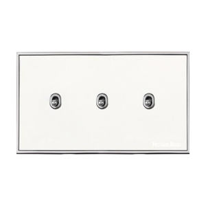 Executive Range Matt White with Polished Chrome Switches & Sockets, EX20 - 3 Gang Stockholm Toggle by Heritage Brass By M-Marcus