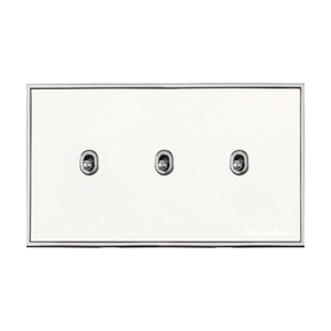 Executive Range Matt White with Polished Chrome Switches & Sockets, EX20 - 3 Gang Stockholm Toggle by Heritage Brass By M-Marcus